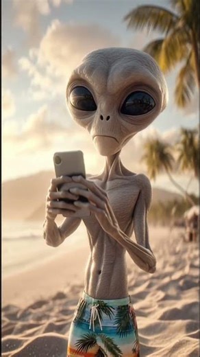 “Alien Influencer on Vacation 🌴📸” #AlienVlogger #BeachVibes #TropicalAdventure #AIcreation