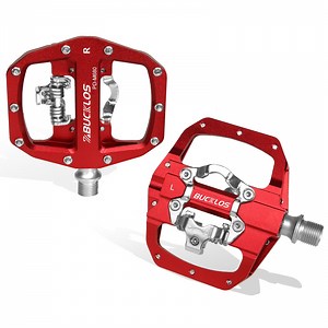 BUCKLOS SPD Pedals PD-M680 MTB Mountain Bike Clip in Dual Sided Pedals - Road Bike Flat & Clipless Sealed Bearing Bicycle Clips Pedal Compatible with Shimano SPD Cleats (9/16" Aluminum)