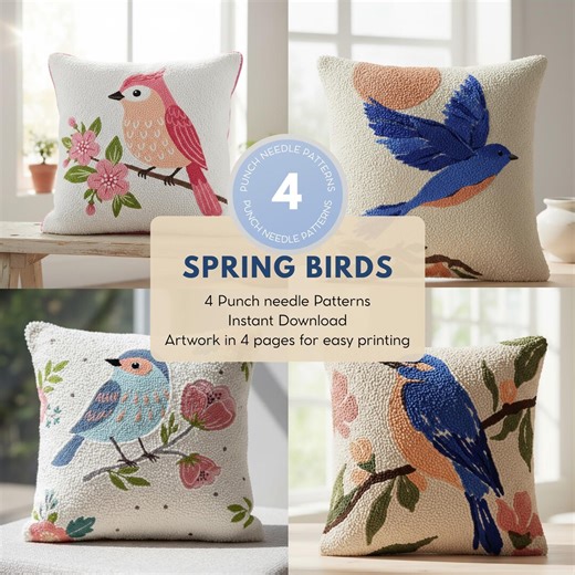 Birds Punch Needle Set: Beginner DIY Craft Project, Home Decor Gifts - Etsy