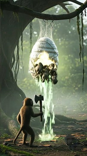 Monkey Rescues His Babies from Giant Spider Cocoon 😱🕷️🐒