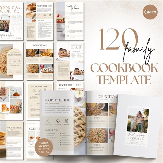 Printable Family Cookbook Template: Digital & Custom Recipe E-book (homemade Printable Recipes, Canva) - Etsy New Zealand