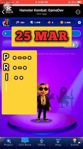 Hamster kombat daily cipher code today 25 Mar I hamster kombat Mar 25 #hamstercipher