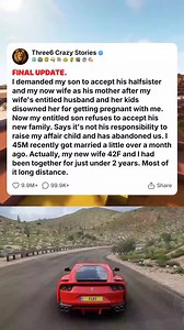 16K views · 174 reactions | FINAL UPDATE. I demanded my son to accept his halfsister and my now wife as his mother after my wife_s entitled husband and her kids disowned her for... #foryou #fyp #reels #viral #redditstorytime #redditposts #storytime #redditstories #reddit #askreddit #paranormal #redditparanormal #nosleep | Spicy Mix | Facebook