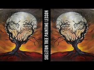 Skeleton Tree Acrylic Painting Tutorial | Halloween Art Lesson