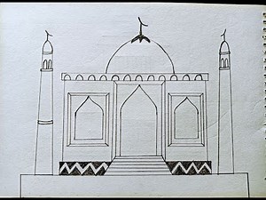 How to draw Mosque | very easy mosque drawing tutorial for beginners.