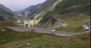 The Transfagarasan road in Romania as seen from the Balea Lac.