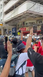 WATCH: In a tense confrontation, workers participating in a Labor Day mobilization attempt to get past a barricade of police who are blocking the way to Mendiola. Workers were hoping to march there to bring their calls for a legislated wage hike closer to the President, who has distanced himself from the proposal. | via Michelle Abad/Rappler https://rappler.com | Rappler