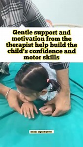 " Prone Extension Exercise" Follow Divine Light Special Gentle support and motivation from the therapist help build the child's confidence and motor skills In this video, a young child is being guided through a prone extension exercise by a pediatric therapist. This activity is used to strengthen the back, neck, and shoulder muscles. It promotes better postural control, head lifting, and body awareness Benefits: Enhances head and neck control Improves core and back strength Supports sensory inte