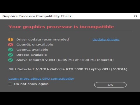 📸 Your graphics processor is incompatible OpenGL unavailable - fix