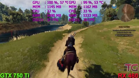 GTX 750 Ti vs RX 460 test in 6 games (R3 1200)