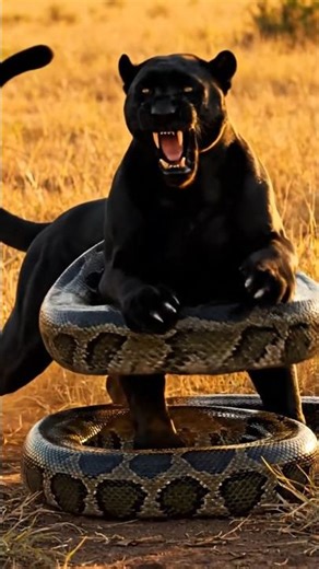 Big Python Attacked Black Panther and Rescued