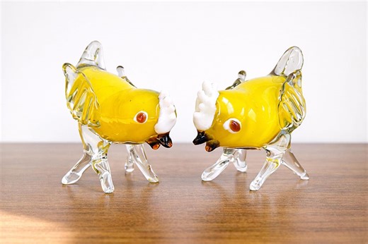 Vintage Hand Blown Glass Chick Figurines – Yellow Mexican Art Glass Birds (pair) - Etsy
