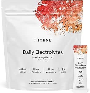 THORNE - Daily Electrolytes - Zero Sugar & Low-Calorie Electrolyte Powder Drink Mix - Flavors Derived from Natural Sources - NSF Certified for Sport - Blood Orange - 30 Stick Packs