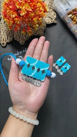 New Choker Making Ideas 🩵🤍 #diy #jewellery #jewellerymaking #handmadejewellery #shorts