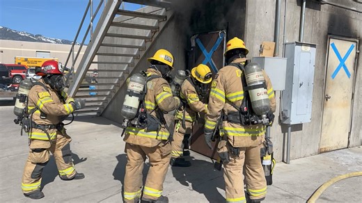 Yesterday CALFIRE NEU Batt 15 personnel attended a multi agency structure drill at the Carson City training facility. Huge thanks to our cooperators for facilitating this live fire training. Picture of the burn building, briefing, forcible entry Timelapse. | CAL FIRE NEU