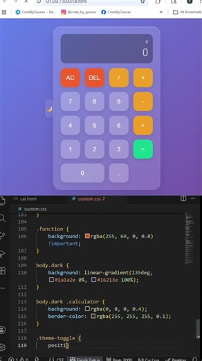 Calculator using HTML, CSS & JavaScript #webdevelopment #javascript #coding