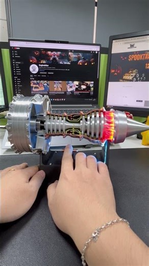 TR900 Turbofan Engine Model Kit Magnetic Base Twin Light Aeromodelling Kit! #engine #enginekitor