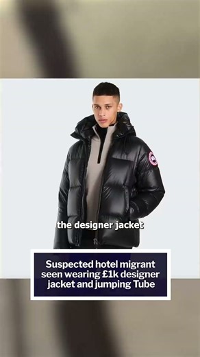 Suspected hotel migrant seen wearing £1K designer jacked and JUMPING TUBE GATES