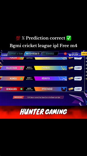 100% chance to get free m4 glacier | Bgmi cricket league glacier