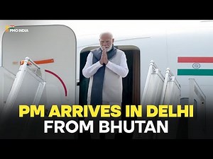Prime Minister Narendra Modi arrives in New Delhi after a two-days Bhutan tour