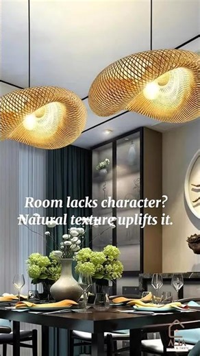 Hand-Woven Bamboo LED Pendant Chandelier Art in light.