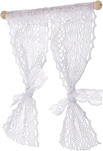Toyvian Miniature Lace Curtain for Dollhouse, Tiny House Window Accessory, DIY Crafting and Photo Prop, Miniature Lace Drapes 1:12 Scale, Elegant Design for Mini House Decor