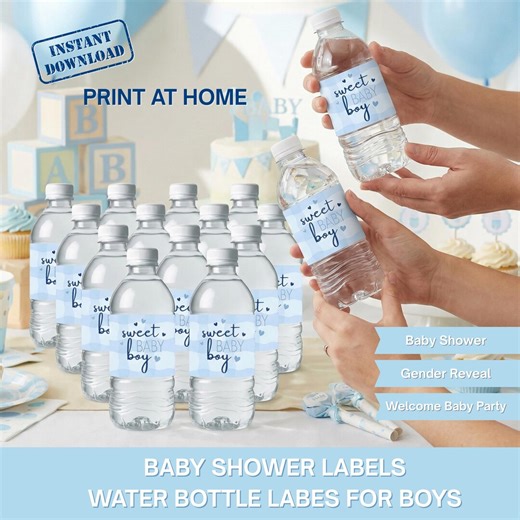 Baby Boy Water Bottle Labels Printable | Baby Shower Water Bottle for Baby Boy | Decor for Baby Shower | Baby Shower Decor - Etsy