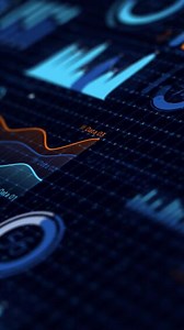 Moving array of stock market abstract infographics.