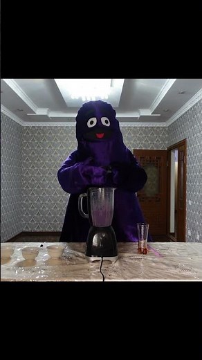 OMG GRIMACE IN REAL LIFE MAKES ME THE ULTIMATE GRIMACE SHAKE! #shorts