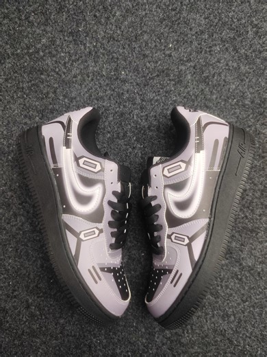 Custom Sneakers: Grey & Black Air Force Style, Streetwear Shoes - Etsy