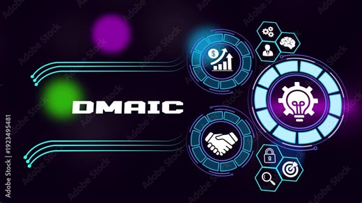 DMAIC process improvement methodology and quality management strategy concept. Business, Technology, Internet and network concept.