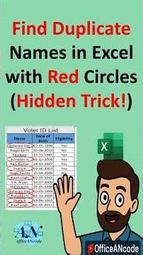 How to Find Duplicate Names in Excel with Red Circles (Hidden Trick!) #OfficeANcode