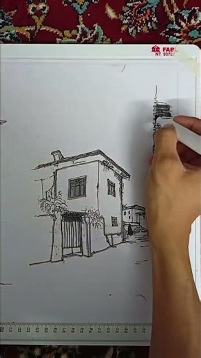 Grey marker rendering — old alley sketch from Gorgan, full of light & shadow. 🖊️