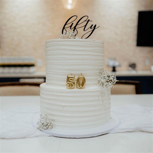 Fifty Acrylic Cake Topper, 50th Birthday or Anniversary Cake Topper, Happy 50th Birthday - Etsy