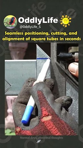 Seamless connection of square tube accurate positioning and cutting with line drawing#clever#skills
