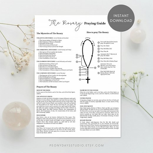 The Rosary Prayer Guide | Catholic Printable | How to Pray Sheet | 4 Mysteries | A4 US Letter PDF | Church Catechism Class Homeschooling - Etsy Australia