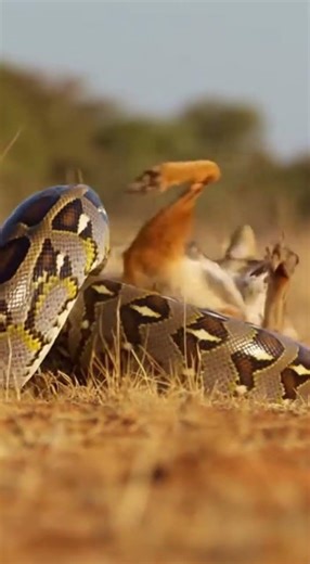 Will the python manage to swallow the jackal? Watch this epic showdown #wildlife #nature #predators