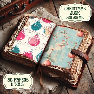 Christmas Junk Journal - 60 Papers - Double Pages - Christmas Journal Papers, Junk Journal Kit, Festive Journal, Vintage - Etsy
