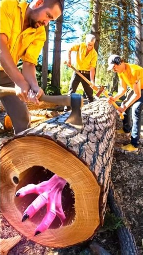 🪓😱 The Pink Monster in the Log | What Did They Just Release?! #Monster #Animation #Shorts