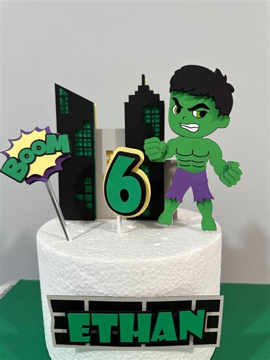 Superhero Cake Topper, Hulk Inspired Birthday Cake Topper, Superhero Party Decor, Personalized Name & Age Custom Order - Etsy