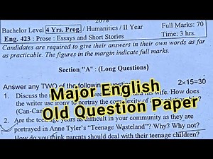 BA Second Year Old Question Paper | 4 Yrs. Bachelor-TU Major English 423 | BBS, BA, BSW, & Bed