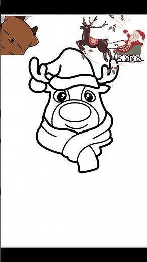 🦌🎄Cute Christmas Reindeer Coloring Page | Easy Holiday Line Art for Kids #asmr #art #usa