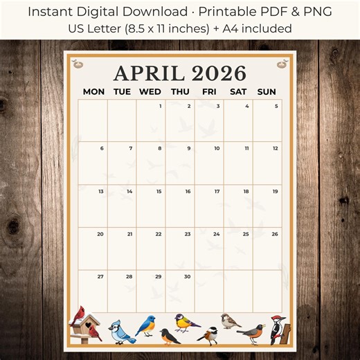 April 2026 Calendar Printable PDF, Minimalist Monthly Planner, A4 & US Letter, Instant Digital Download - Etsy UK