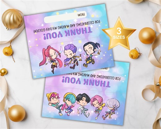 KPOP Treat Bag Toppers Printable, Demon Hunter Birthday Party Favor Tag, Saja Boys and Huntrix Thank You Gift Label - Etsy