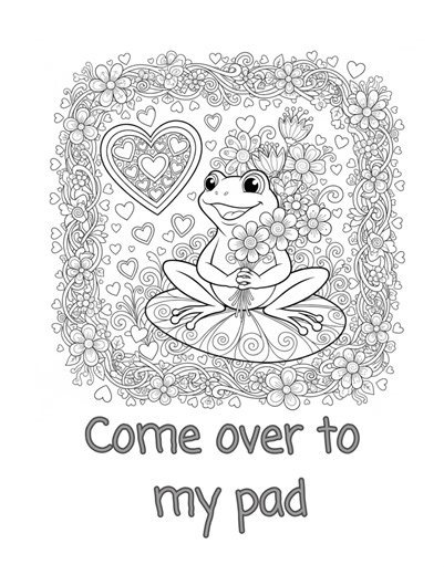 Printable Frog Valentine Card | Printer Friendly Instant Download |adventure Frog Love Card | Coloring Valentine Card | Kids & Adults - Etsy Australia