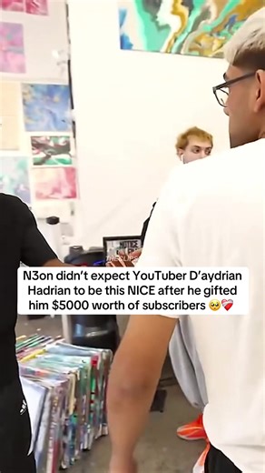 N3on didn’t expect YouTuber D’aydrian Hadrian to be this NICE after he gifted him $5000 worth of subscribers 🥺❤️‍🩹 #daydrianharding #n3on #wholesome