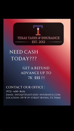💸 Need your refund now, not later? 💸 With Texas Taxes & Insurance , we will walk you through your options & help you get access to your money faster — no confusion , no waiting 🚫 File early ✅ Stress less. 💤 Message us to get started 📲 #AdvancedRefund #TaxSeasonReady #TexasTaxes #GetYourRefund #Irvingtx | Texas Taxes & Insurance Agency, LLC