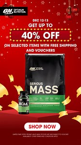 12.12 deals are here! 🚀 Score up to ₱4,000 OFF 💰, take 15% OFF on Creatine with Whey purchase ⚡, enjoy 40% OFF on select items 🔥, and snag a FREE string bag with Holiday Bundles 🎒. 👉 SHOP NOW! 🔥 | Optimum Nutrition Philippines