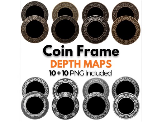 Coin Frame Depth Map Bundle: 3D Embossing Depth Maps for Laser Engraving (PNG) - Etsy