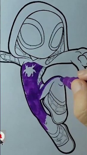 GHOST-SPIDER 🕸️💗 Brand New Day | Easy Drawing SHORT #Shorts